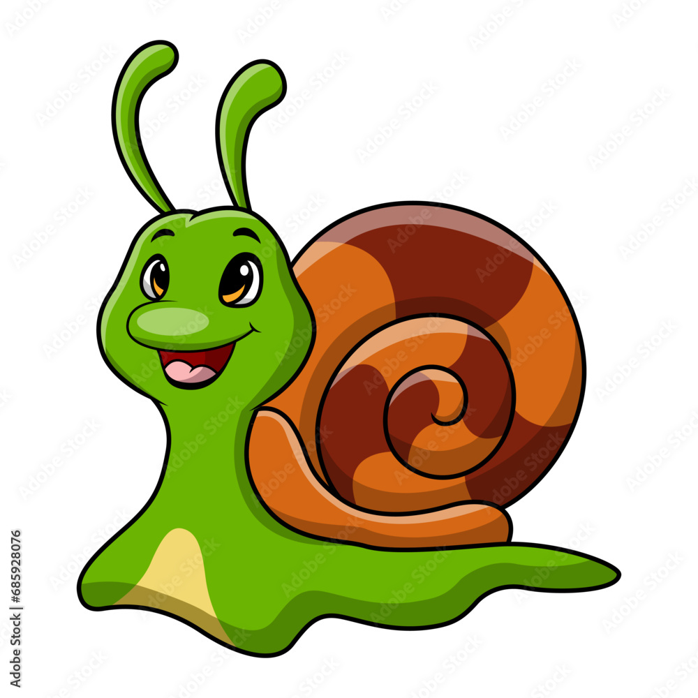 Naklejka premium Cute snail cartoon on white background
