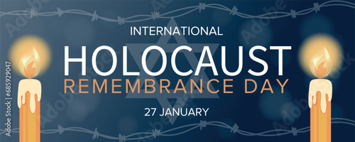 Banner for International Holocaust Remembrance Day with burning candles  photo