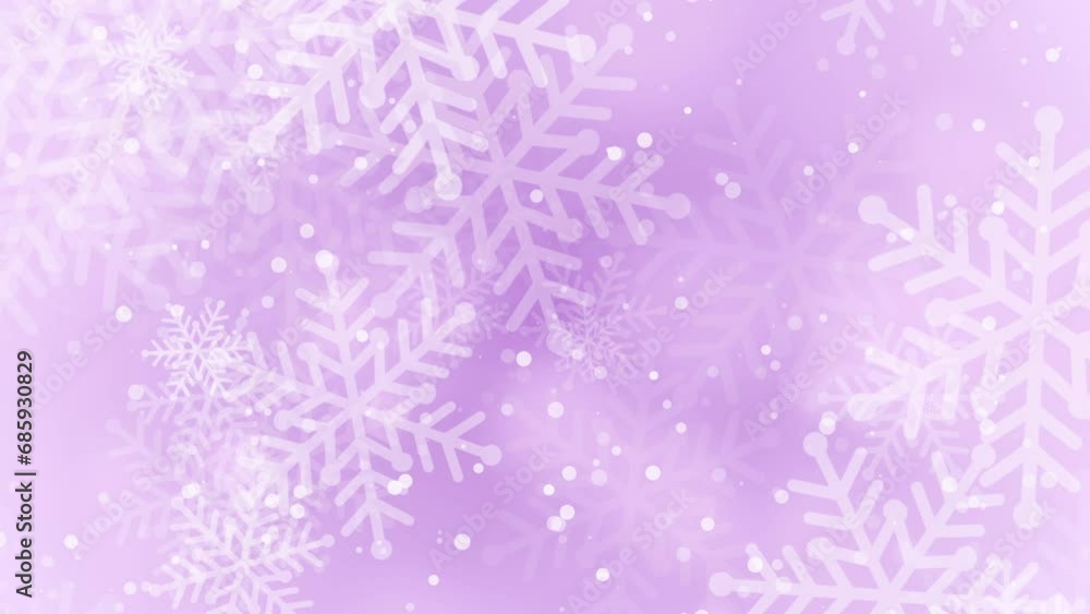 Crystal snowflake winter snow confetti on purple background. Flying colorful snow flakes background, Loop animation. Crystal snowflake winter snow confetti on purple background. Flying colorful snow flakes background, Loop animation.