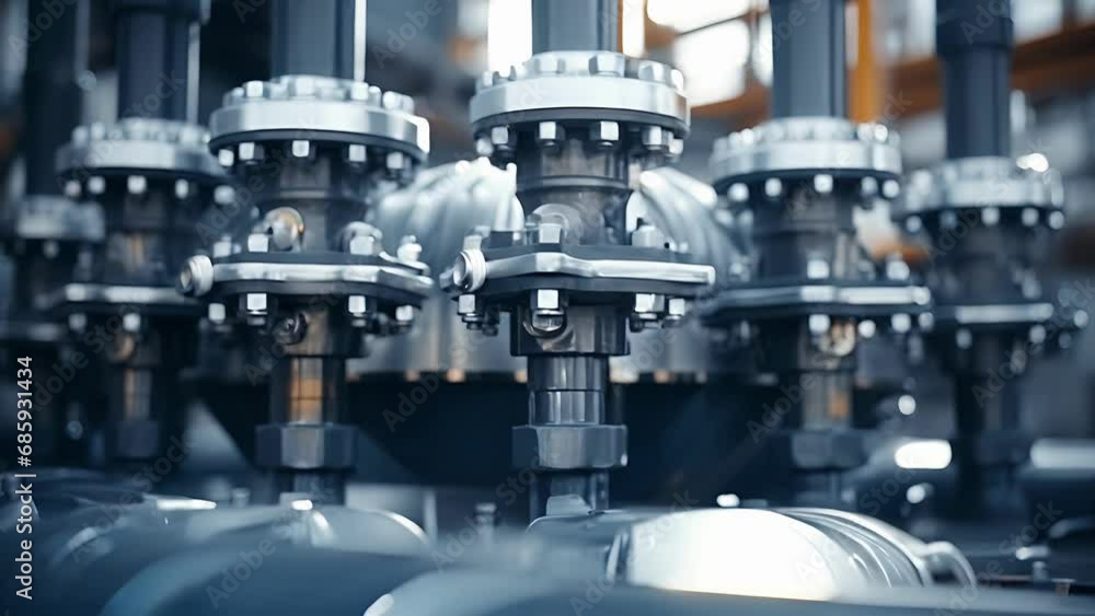 Closeup of the inner workings of the valve mechanism, with a focus on the multiple layers of pipes and valves that work together to regulate the flow of oil within the refinery. Closeup of the inner workings of the valve mechanism, with a focus on the multiple layers of pipes and valves that work together to regulate the flow of oil within the refinery.