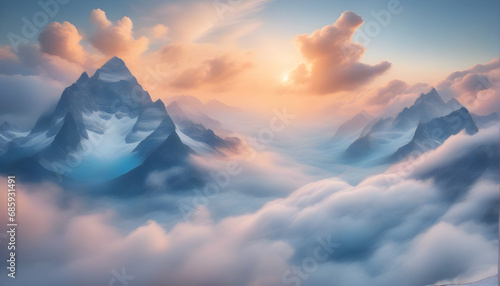 Embracing the Aesthetic Beauty of the Sky  The Captivating Palette of Clouds Paints a Picturesque Landscape. Generative AI 