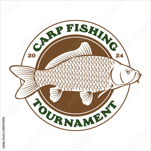 Carp Fishing logo, good for fishing tournament event and Fresh Fish Store Supplier Company Business logo design