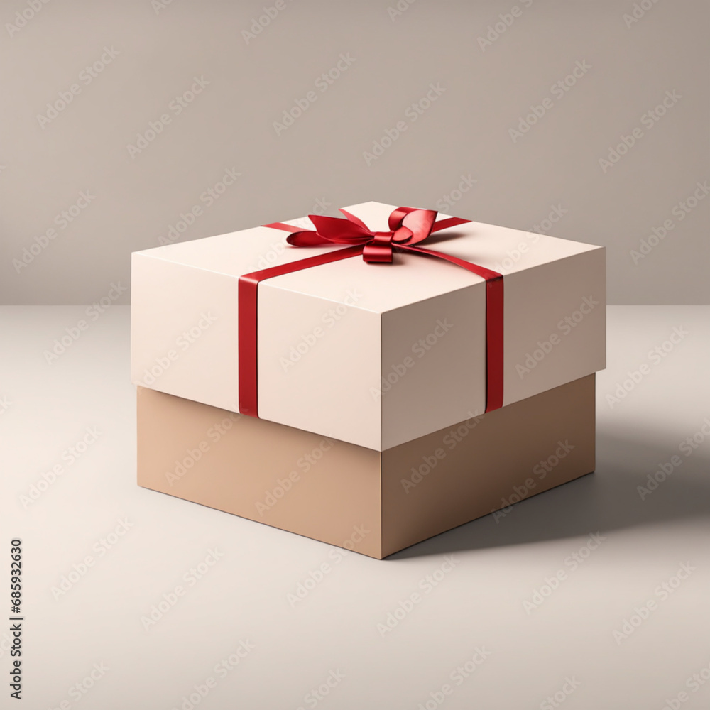 red gift box with ribbon, Generative AI red gift box with ribbon, Generative AI