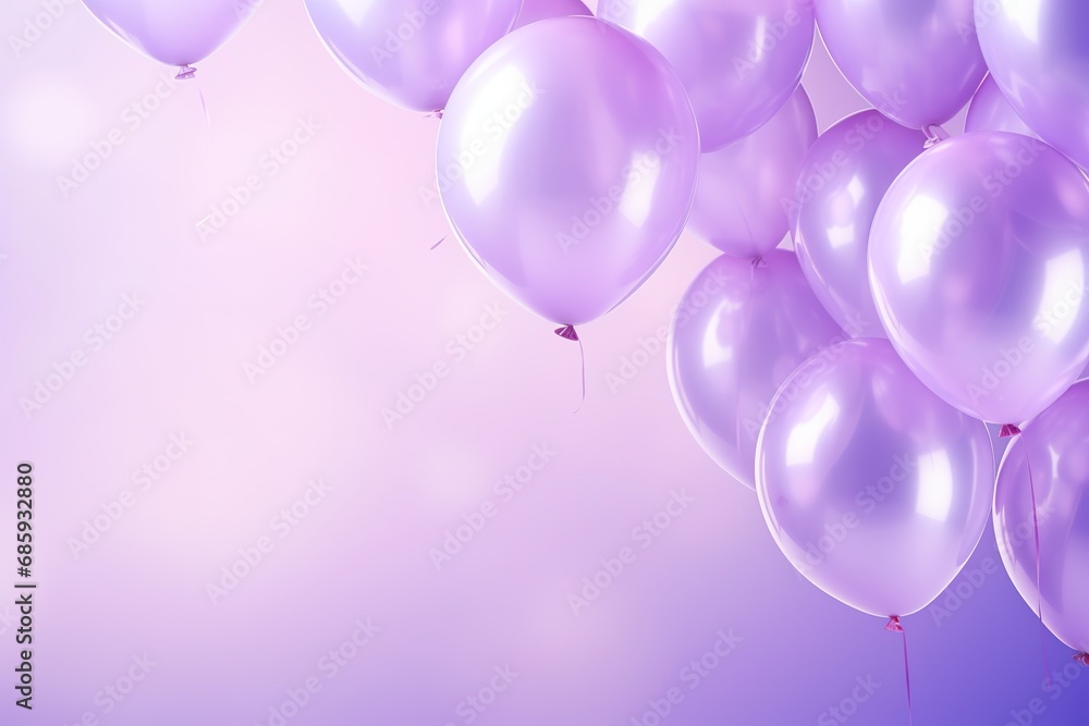 close up of violet tone balloons flying in the air, levitation, light violet background for design with copy space close up of violet tone balloons flying in the air, levitation, light violet background for design with copy space