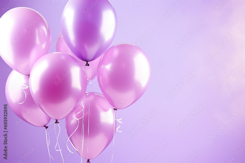 close up of violet tone balloons flying in the air, levitation, light violet background for design with copy space close up of violet tone balloons flying in the air, levitation, light violet background for design with copy space
