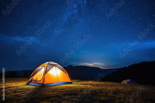Galaxy adventure mountains starry sky night tent nature landscape camp travel stars outdoors