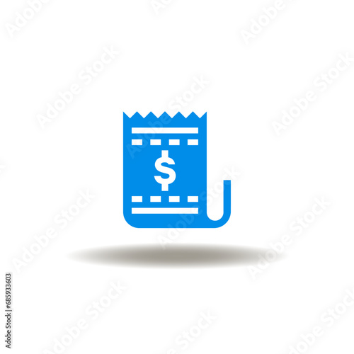 Vector illustration of receipt, ticket. Icon of invoice. Symbol of bill. Sign of paid.