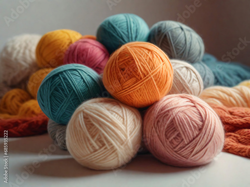 Multicolored balls of yarn