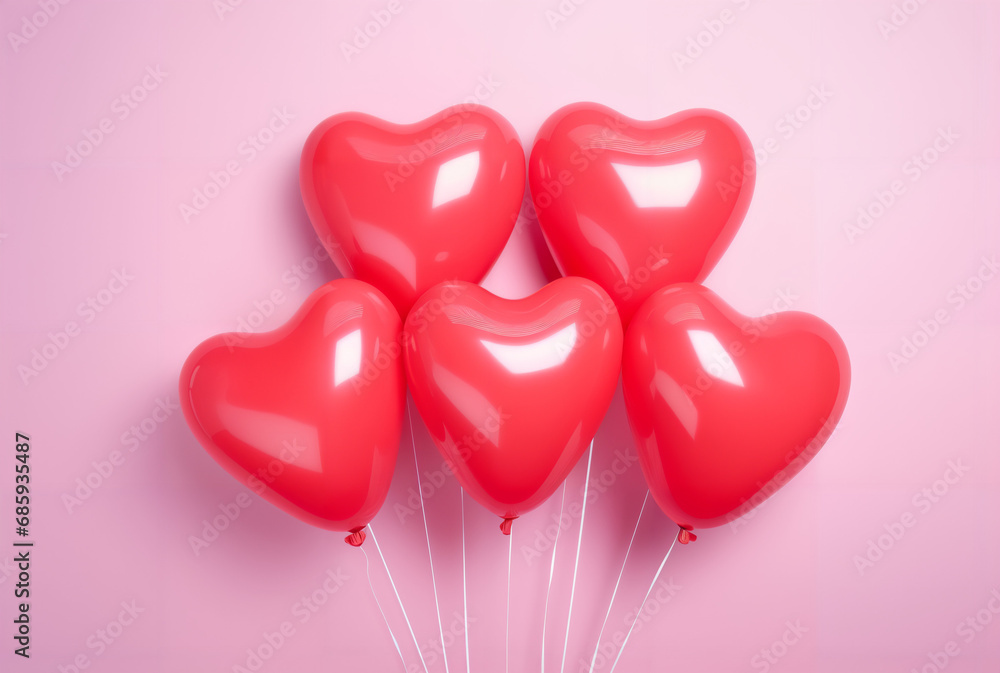 Valentine's Day Love Balloons on a Pink Background