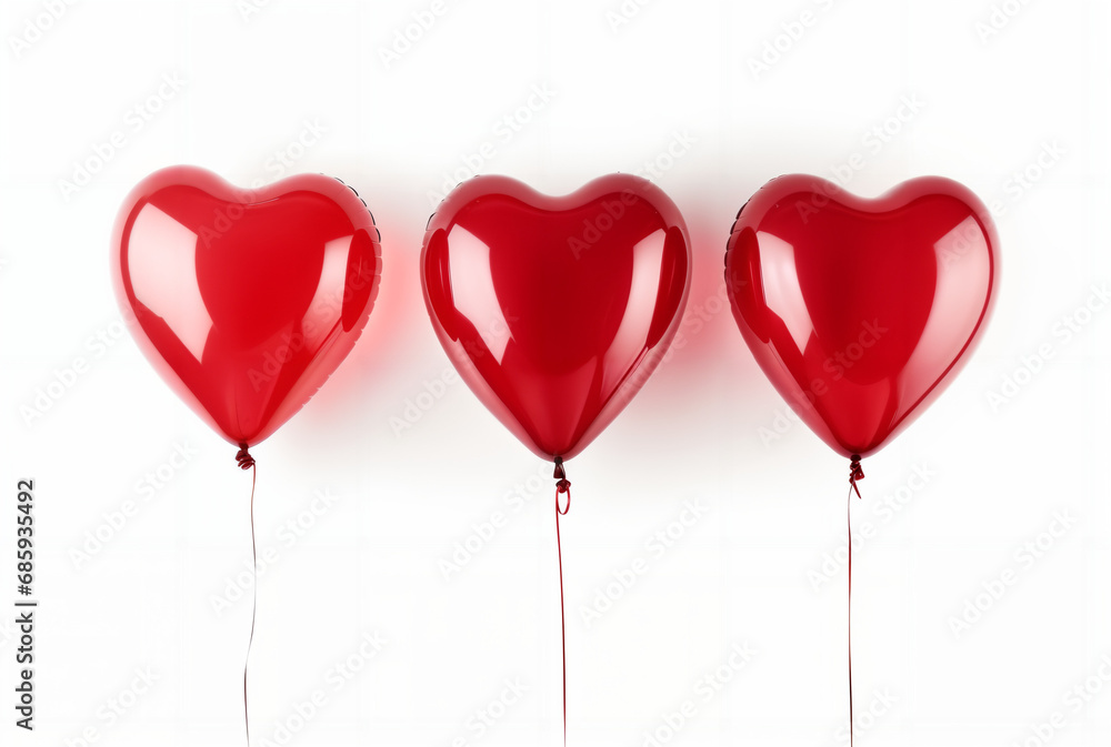 Red Romantic Valentine's Day Love Balloons On White Background