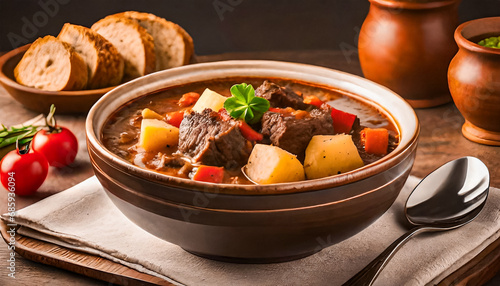 Traditional Irish stew, Stew of lamb, potatoes, onions, carrots, on top with thyme