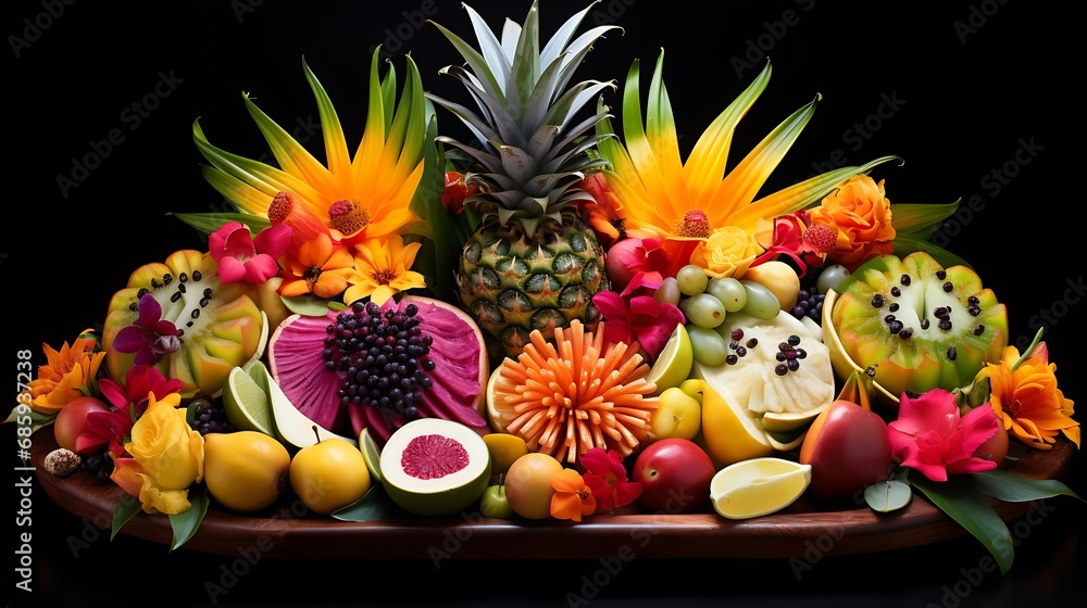 Vibrant and exotic tropical fruit platters
