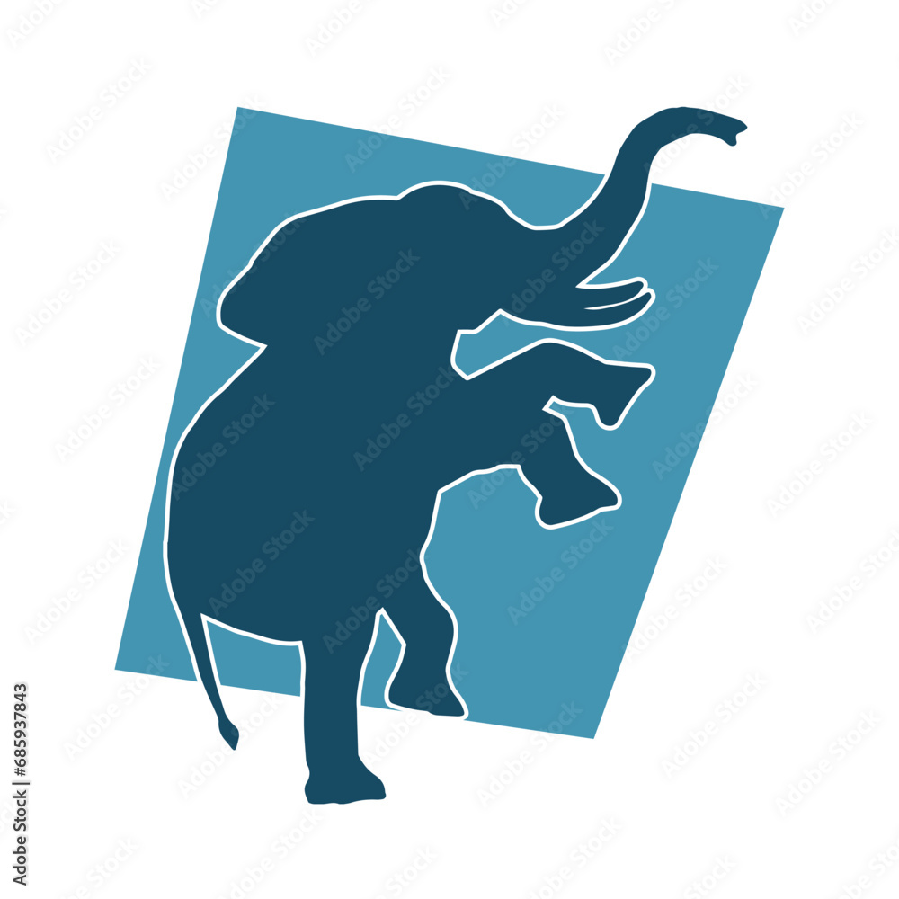 Fototapeta premium Silhouette of a big elephant animal. Silhouette of a wild elephant animal. 