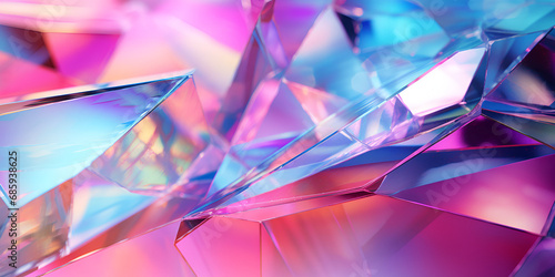  3d Render Of Abstract Diffraction Background With Diamond Like Facets, Brilliant, Blue Diamond.AI Generative 