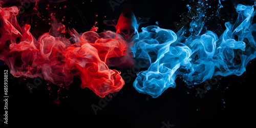 Abstract Elegance,Red and Blue Paint Splash © Ayesha