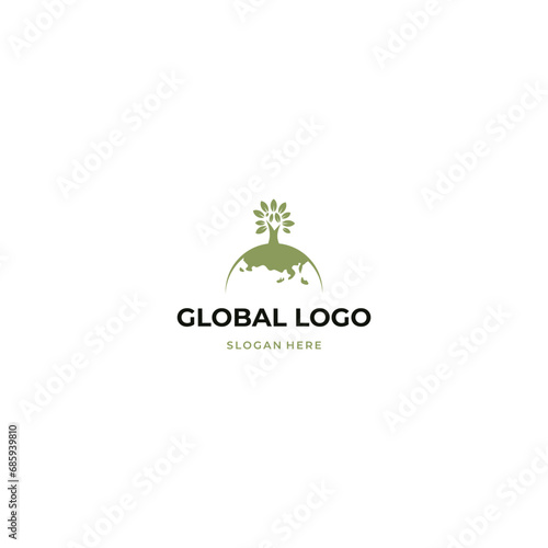global green leaf logo design nature concept