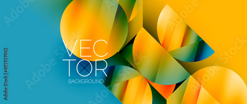 Captivating abstract backdrop composed of interlocking triangles and circles, forming an intriguing dance of shapes and patterns that exude both elegance and modernity