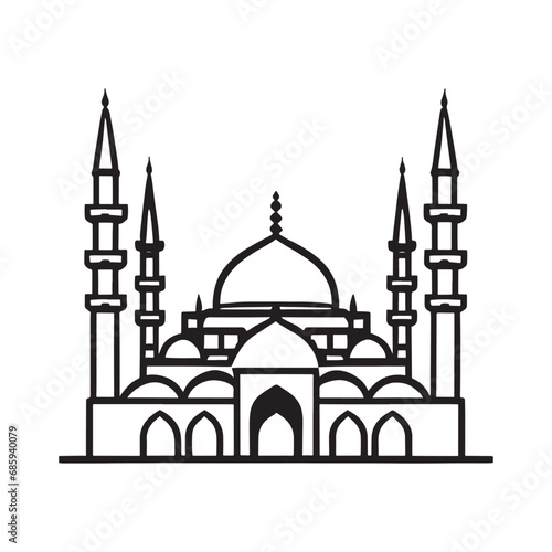 line illustration of The Blue Mosque of Istanbul