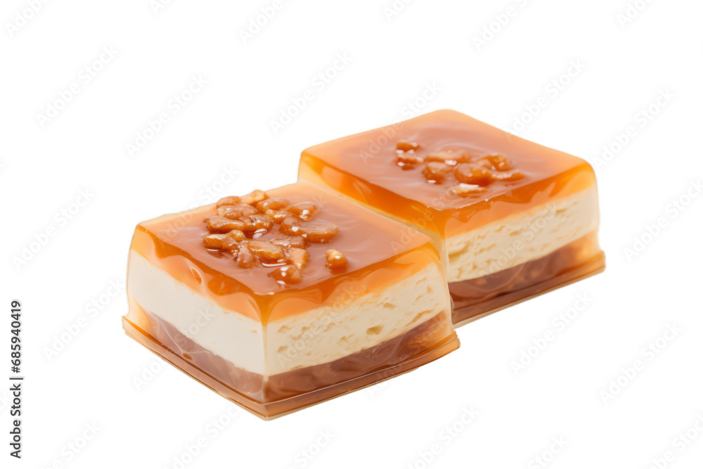 A delicious piece of New Year's Nian gao on a white transparent background