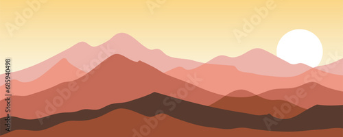 Mountain colors, translucent waves, sunset, abstract glass shapes, modern background, design vector illustration © Riana