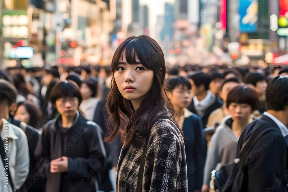 交差点を歩く女性のポートレート 交差点を歩く女性のポートレート