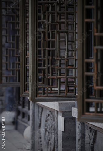 Chinese traditional wooden windows. Pingyao, China
