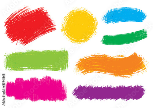 筆でざっくり描いたカラフルなパーツのセット