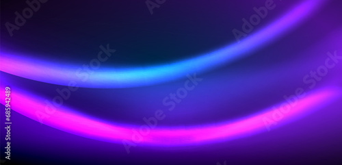 Dynamic waves in ethereal glow of neon lights. Concept merges fluidity of motion with vibrant allure of neon, crafting entrancing backdrop that embodies both vitality and futuristic sophistication