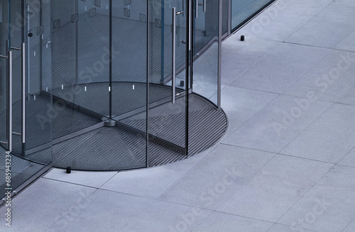 Detail of glass revolving doors