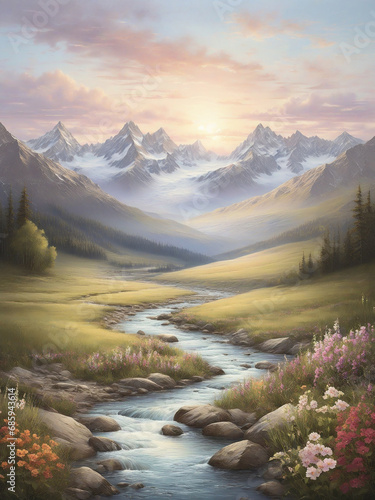 Calming Landscapes with Mountain and Valley