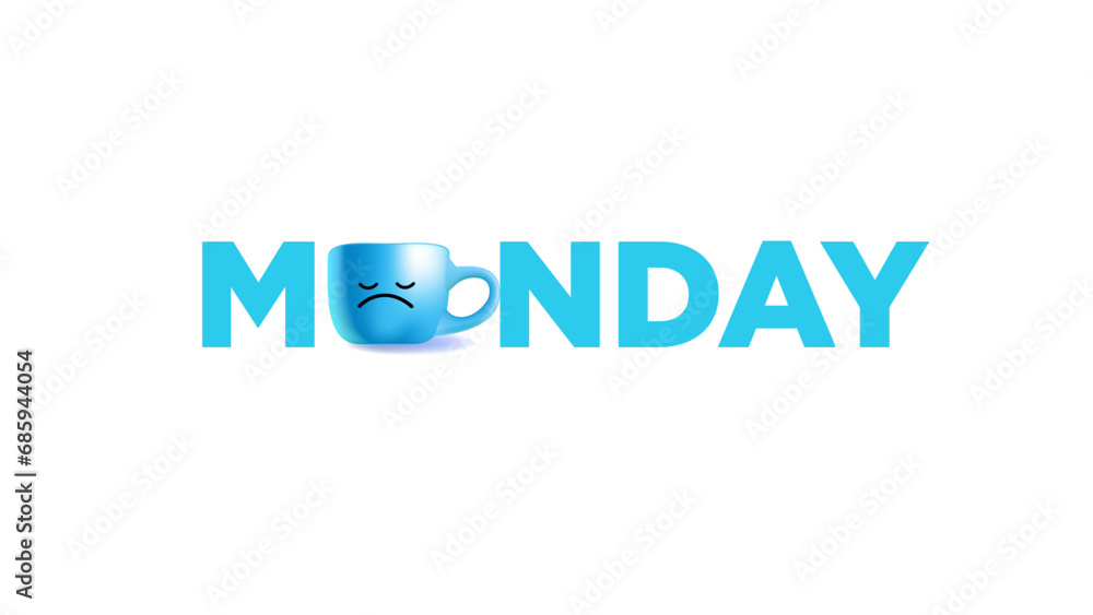 Blue Monday 3d cute soft  Illustration