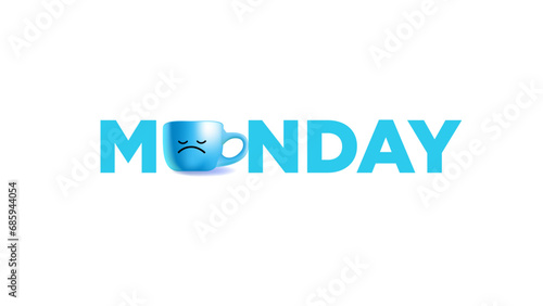 Blue Monday 3d cute soft  Illustration