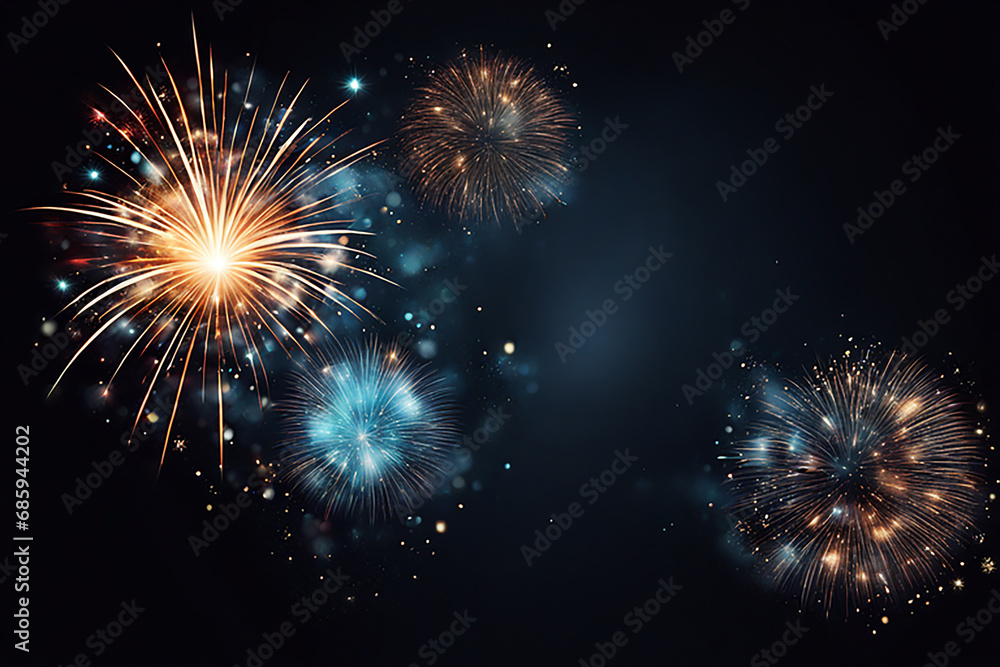 Firework background,Abstract Christmas and new year background with bokeh light background design concept