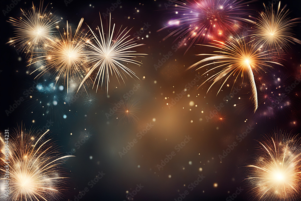 Firework background,Abstract Christmas and new year background with bokeh light background design concept Firework background,Abstract Christmas and new year background with bokeh light background design concept