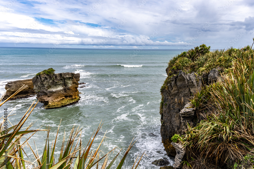 Pancake Rocks and Blowholes on the South Island in New Zealand