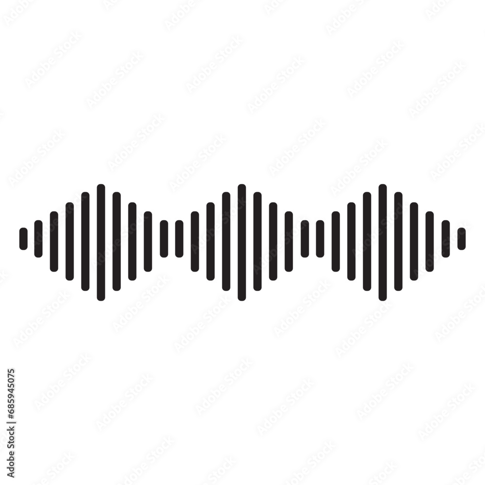 Simple soundwave equalizer shape on white background. Abstract music wave, radio signal frequency and digital voice visualisation. Simple soundwave equalizer shape on white background. Abstract music wave, radio signal frequency and digital voice visualisation.
