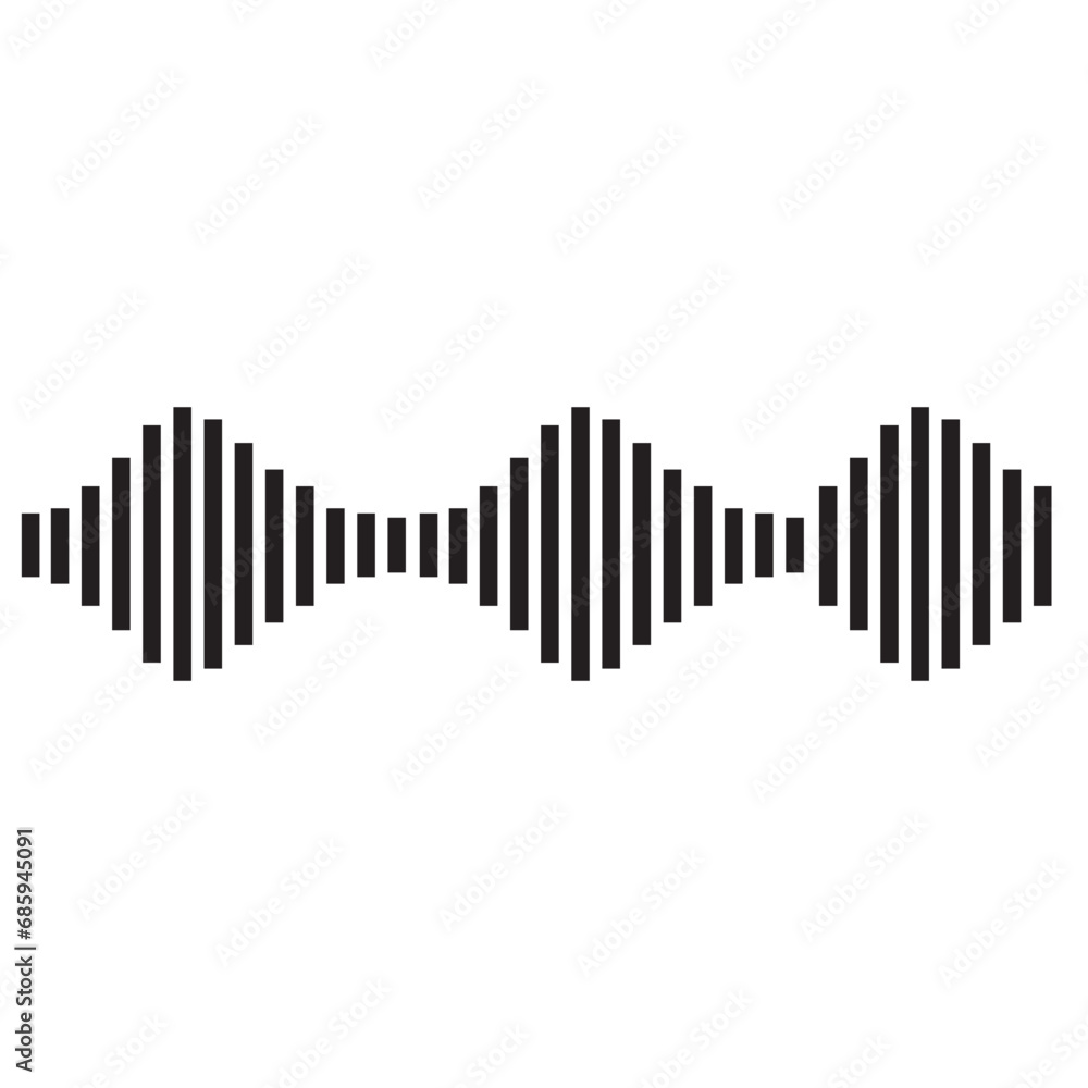 Simple soundwave equalizer shape on white background. Abstract music wave, radio signal frequency and digital voice visualisation. Simple soundwave equalizer shape on white background. Abstract music wave, radio signal frequency and digital voice visualisation.