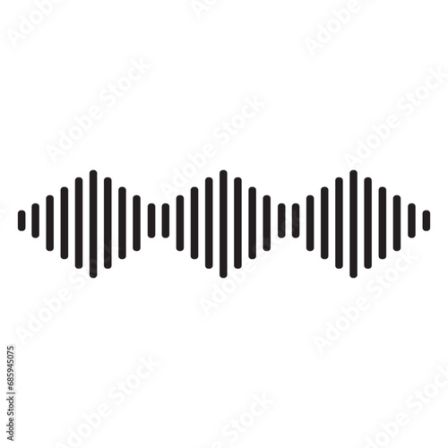 Simple soundwave equalizer shape on white background. Abstract music wave, radio signal frequency and digital voice visualisation.