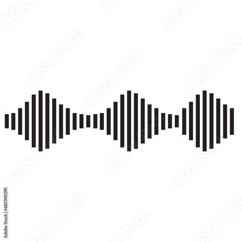 Simple soundwave equalizer shape on white background. Abstract music wave  radio signal frequency and digital voice visualisation.