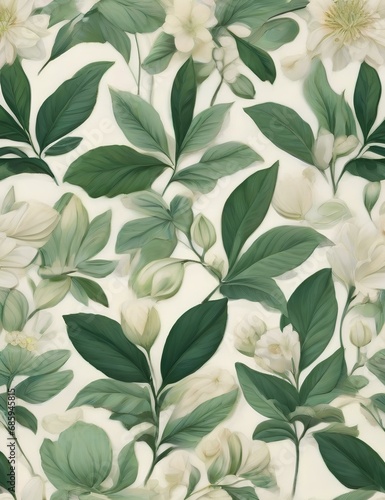 seamless pattern with leaves generative AI