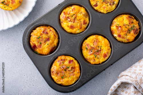 Egg muffins with bacon and cheddar, egg bites for breakfast