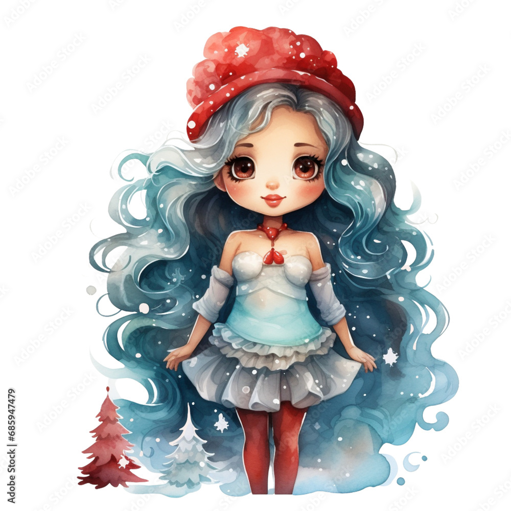 cute watercolor christmas mermaid cute watercolor christmas mermaid