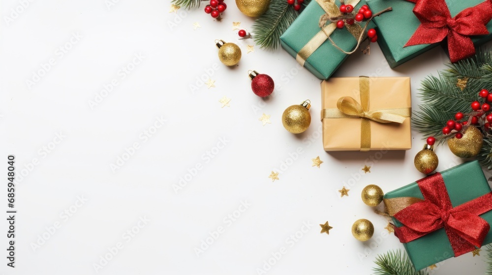 Top view Christmas Eve concept. Generative AI. Top view Christmas Eve concept. Generative AI.