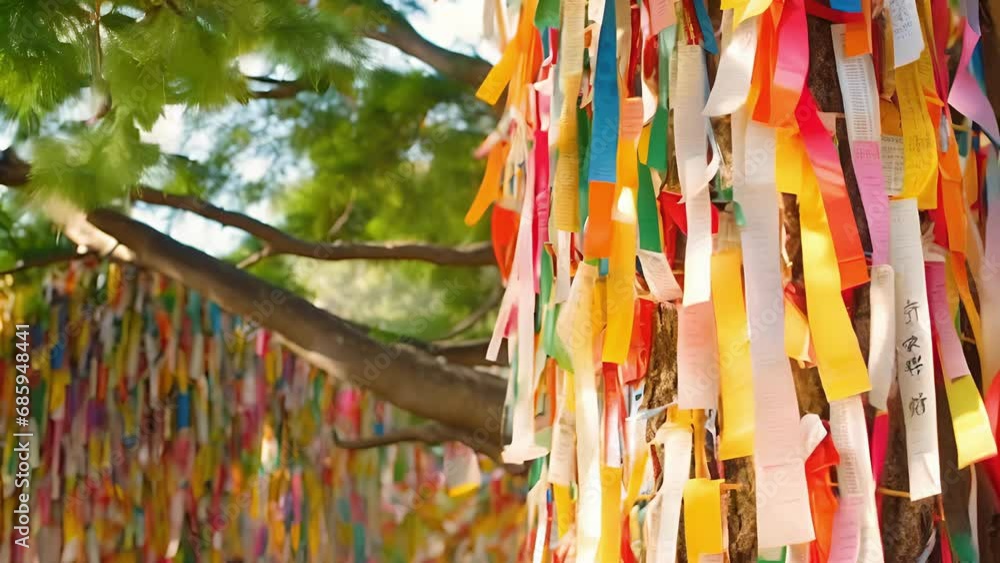 A bundle of colorful cloth strips together with strong threads representing a cloud of peaceful thoughts.. . A bundle of colorful cloth strips together with strong threads representing a cloud of peaceful thoughts.. .