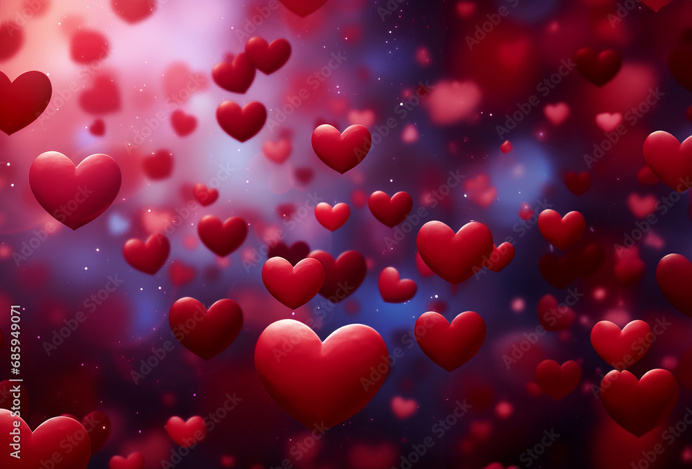 Valentine's day background with 3d hearts