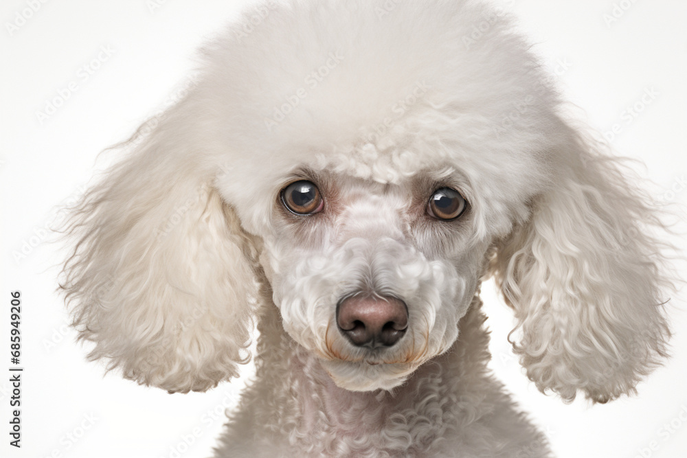 Poodle dog close-up portrait on a white background. Poodle dog close-up portrait on a white background.