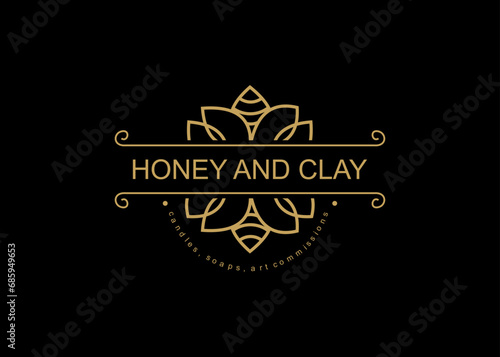 vector bee logo line, bee honey company name logo illustration