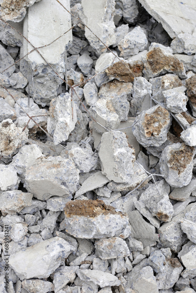 Fototapeta premium Piles of rubble after house demolition