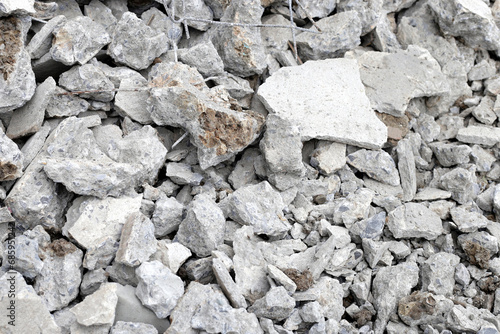 Piles of rubble after house demolition