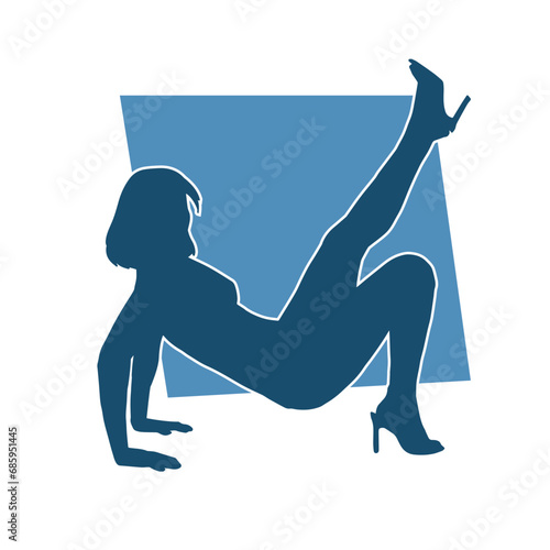Silhouette of a sexy female doing seductive dance,